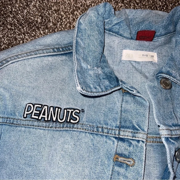Zara Girls Peanuts Snoopy Denim Jean Jacket AND Hoodie SIZE 11-12 ❤️ - Picture 4 of 9